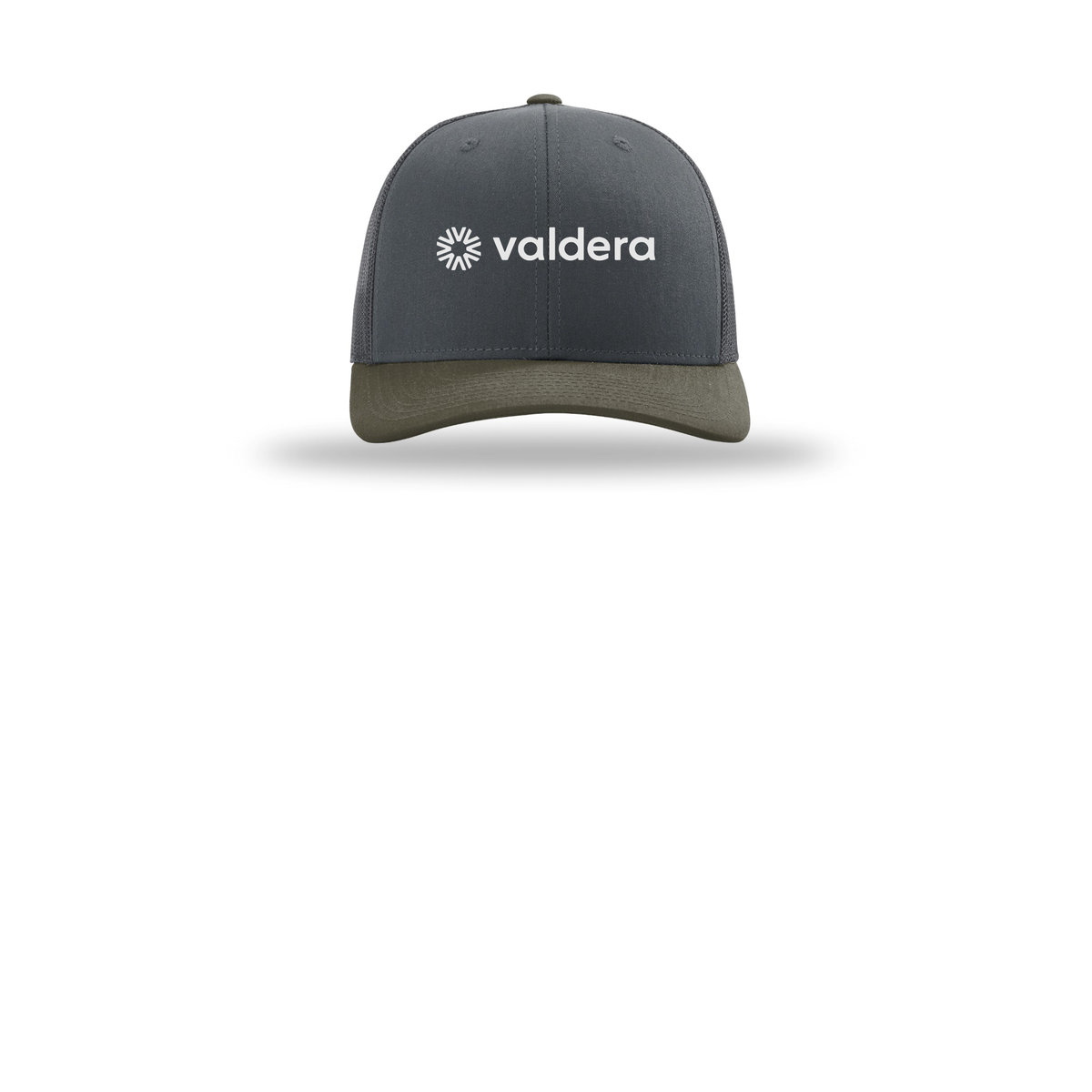 valdera-richardson-trucker-cap-embroidery-capfront-R112-gunmetalgunmetalchocolatechip-flat-front