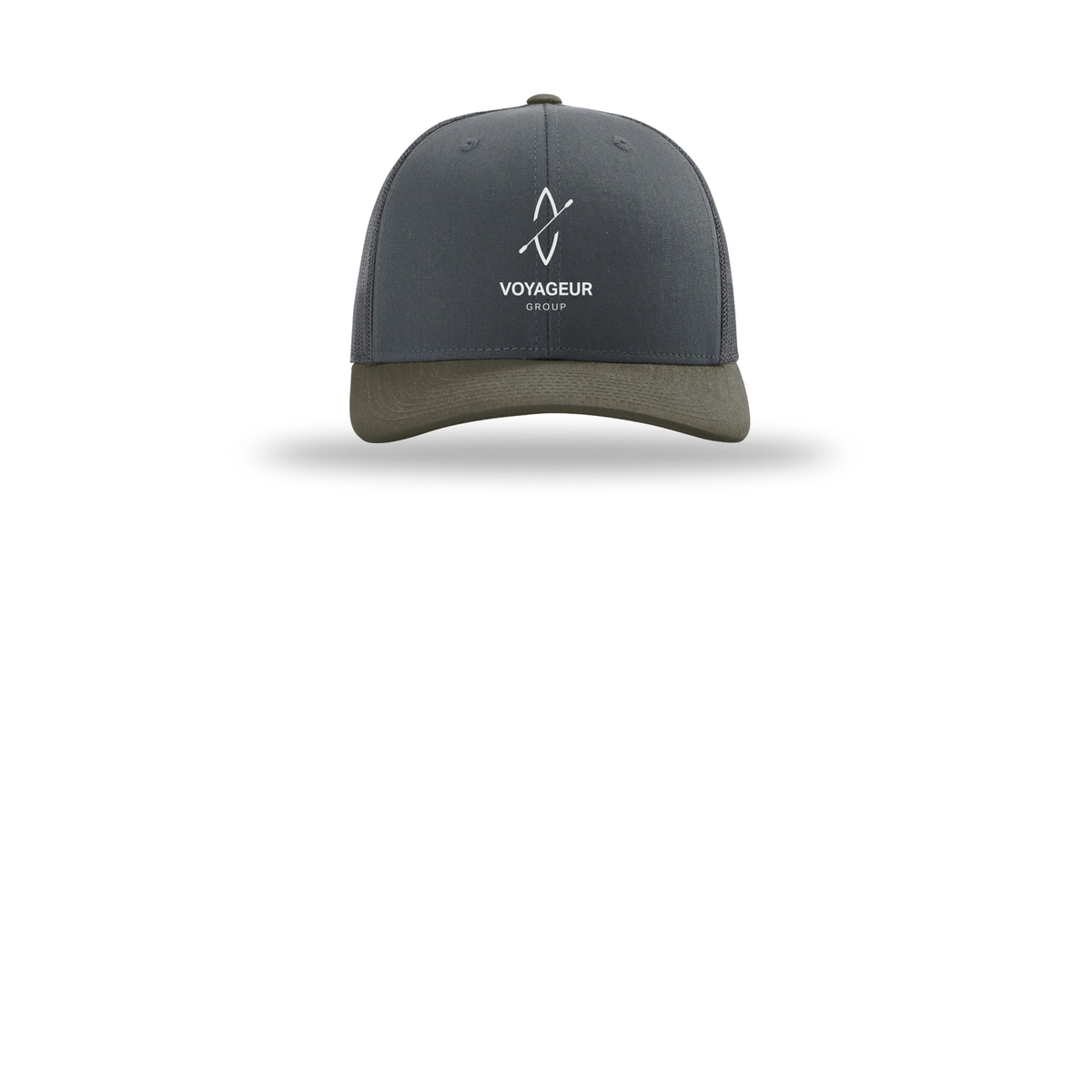 voyageurgroup-richardson-trucker-cap-embroidery-capfront-R112-gunmetalgunmetalchocolatechip-flat-front