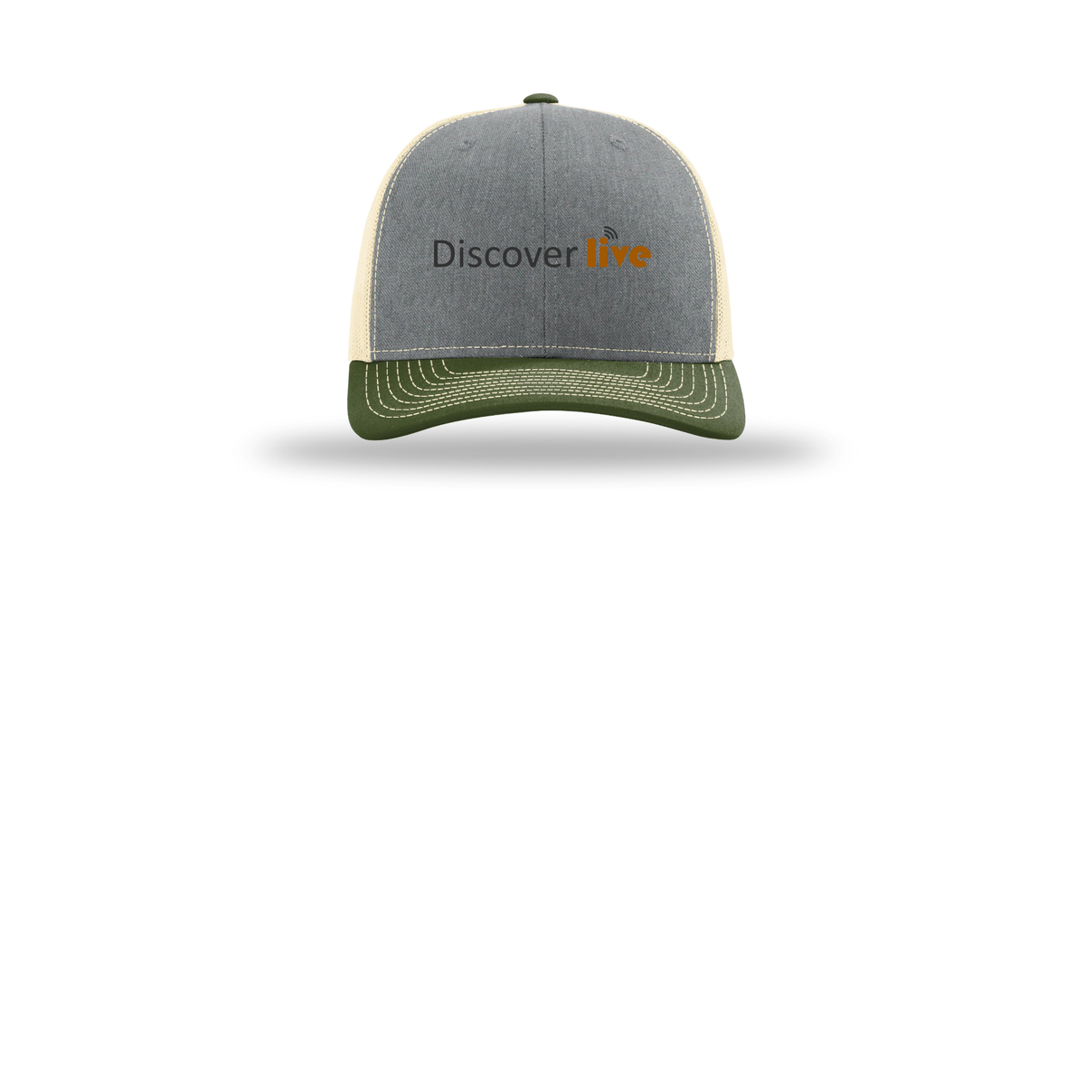 discover-richardson-trucker-cap-embroidery-capfront-R112-heathergreybircharmyolive-flat-front