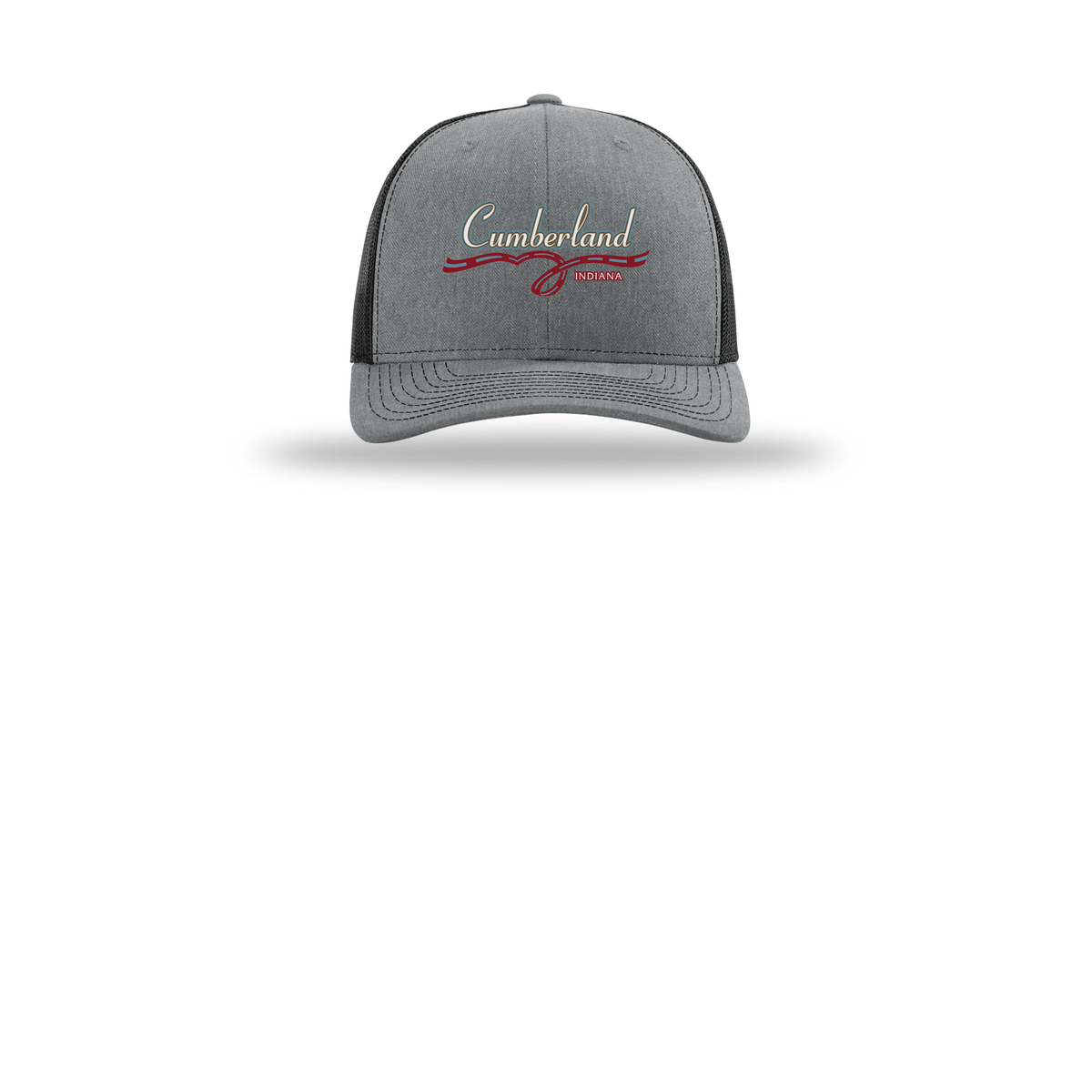 cumberland-richardson-trucker-cap-embroidery-capfront-R112-heathergreyblack-flat-front