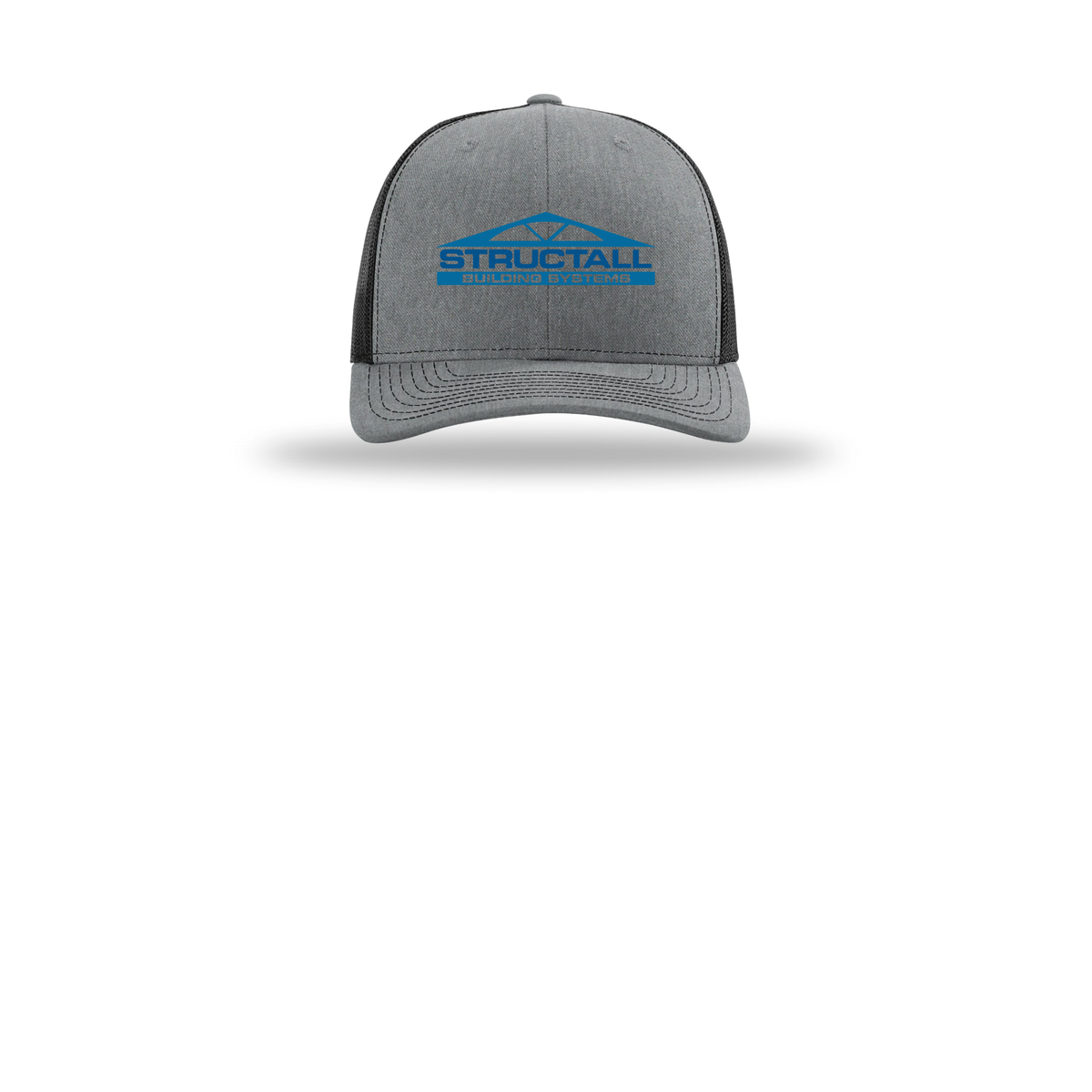 structall-richardson-trucker-cap-embroidery-capfront-R112-heathergreyblack-flat-front