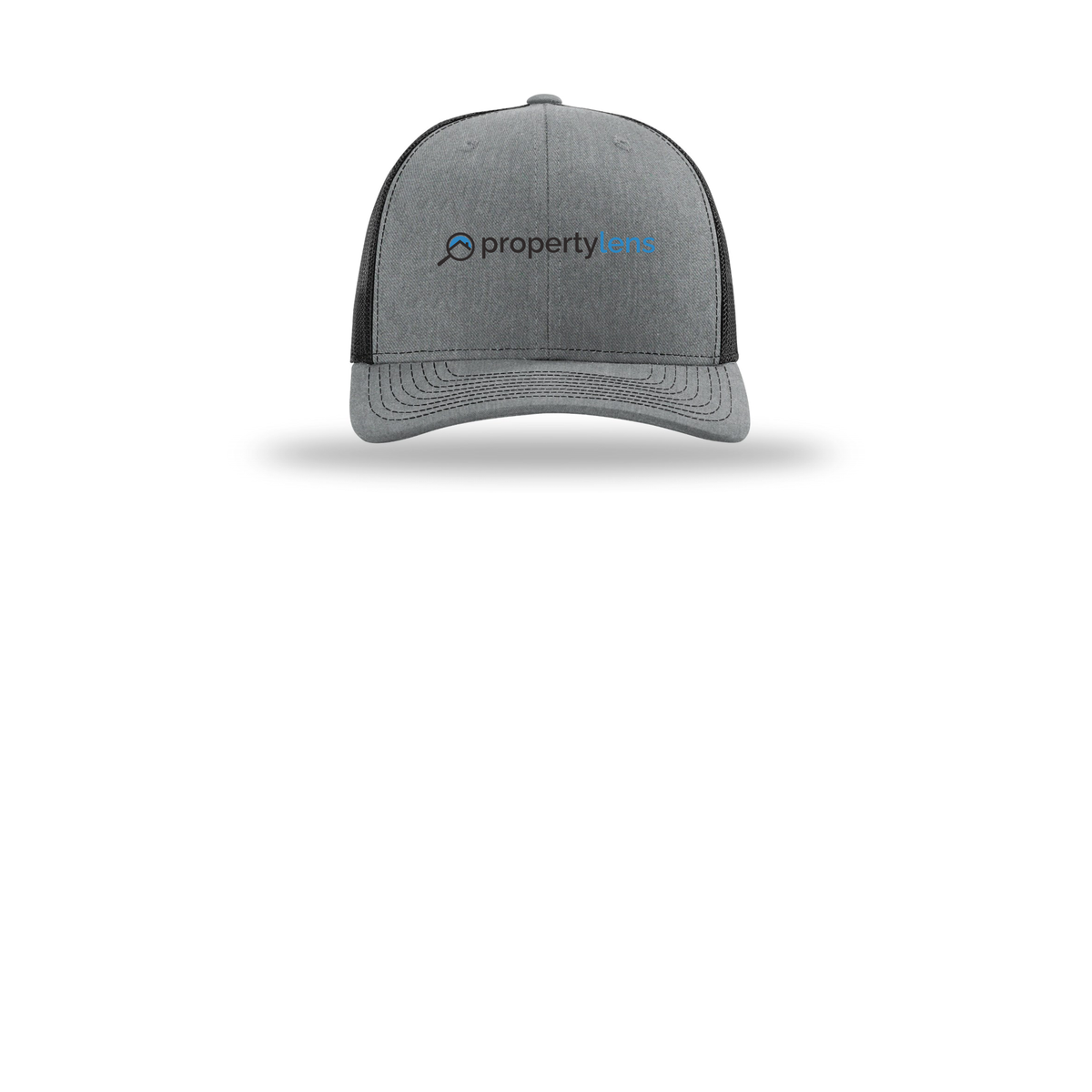 propertylens-richardson-trucker-cap-embroidery-capfront-R112-heathergreyblack-flat-front