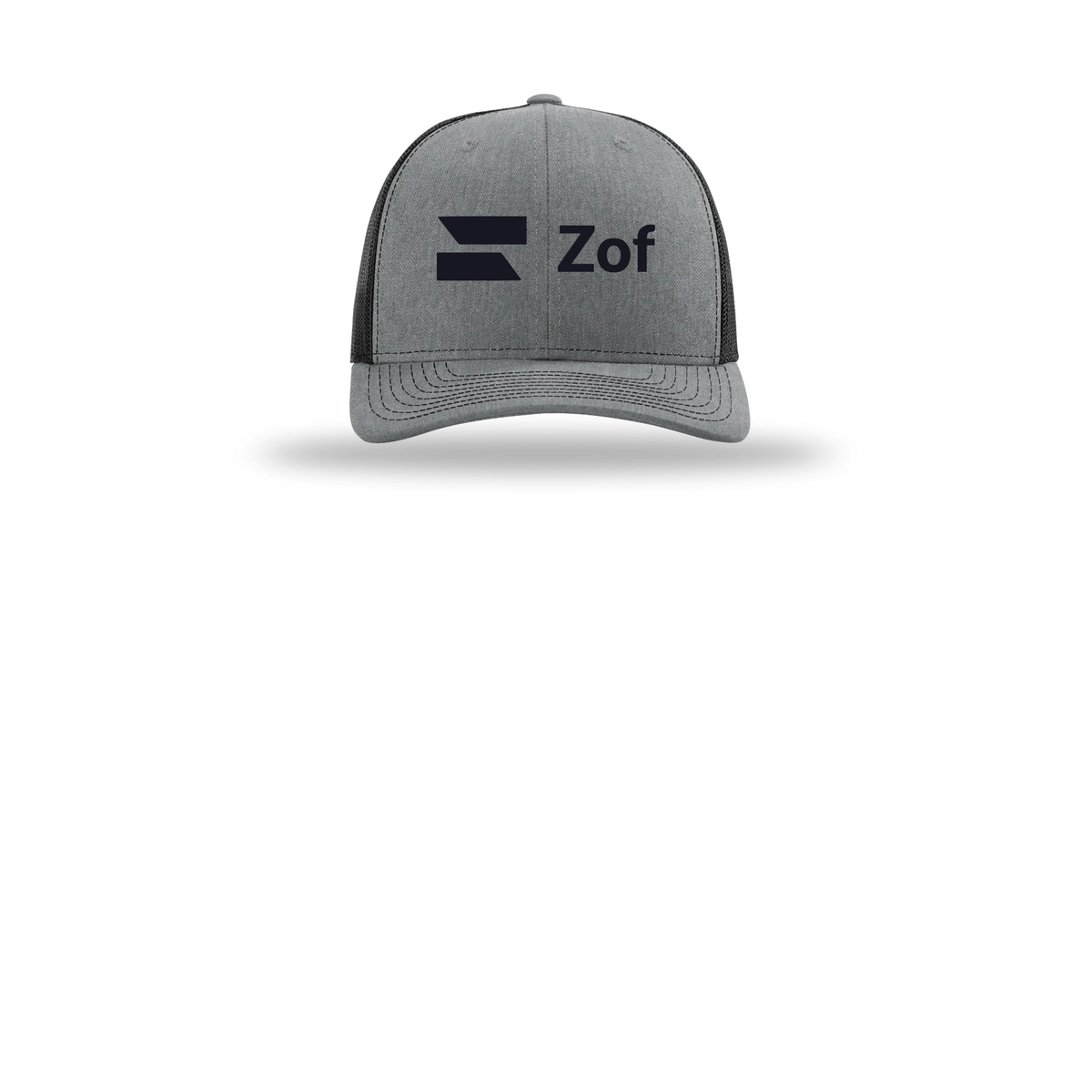 zof-richardson-trucker-cap-embroidery-capfront-R112-heathergreyblack-flat-front