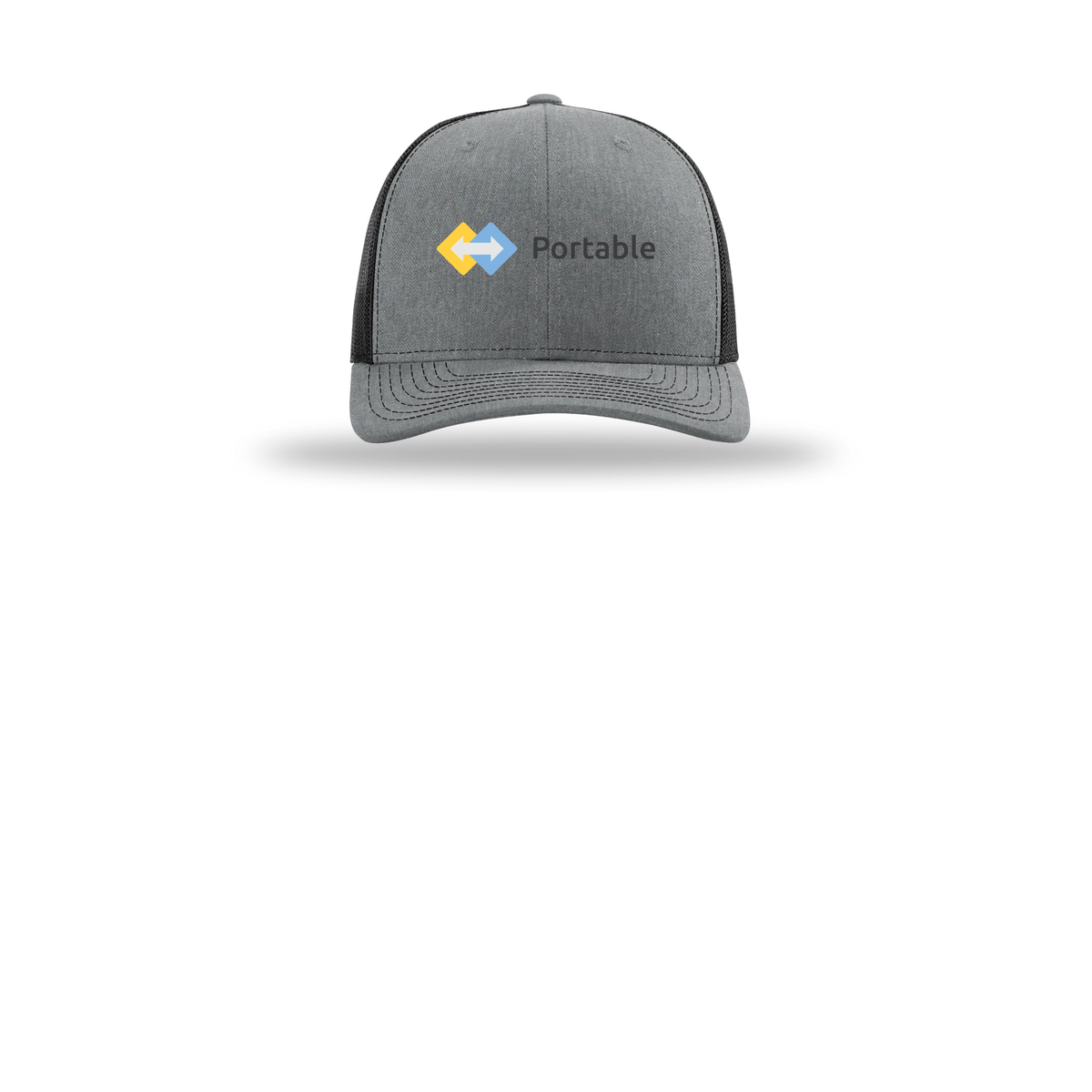 portable-richardson-trucker-cap-embroidery-capfront-R112-heathergreyblack-flat-front