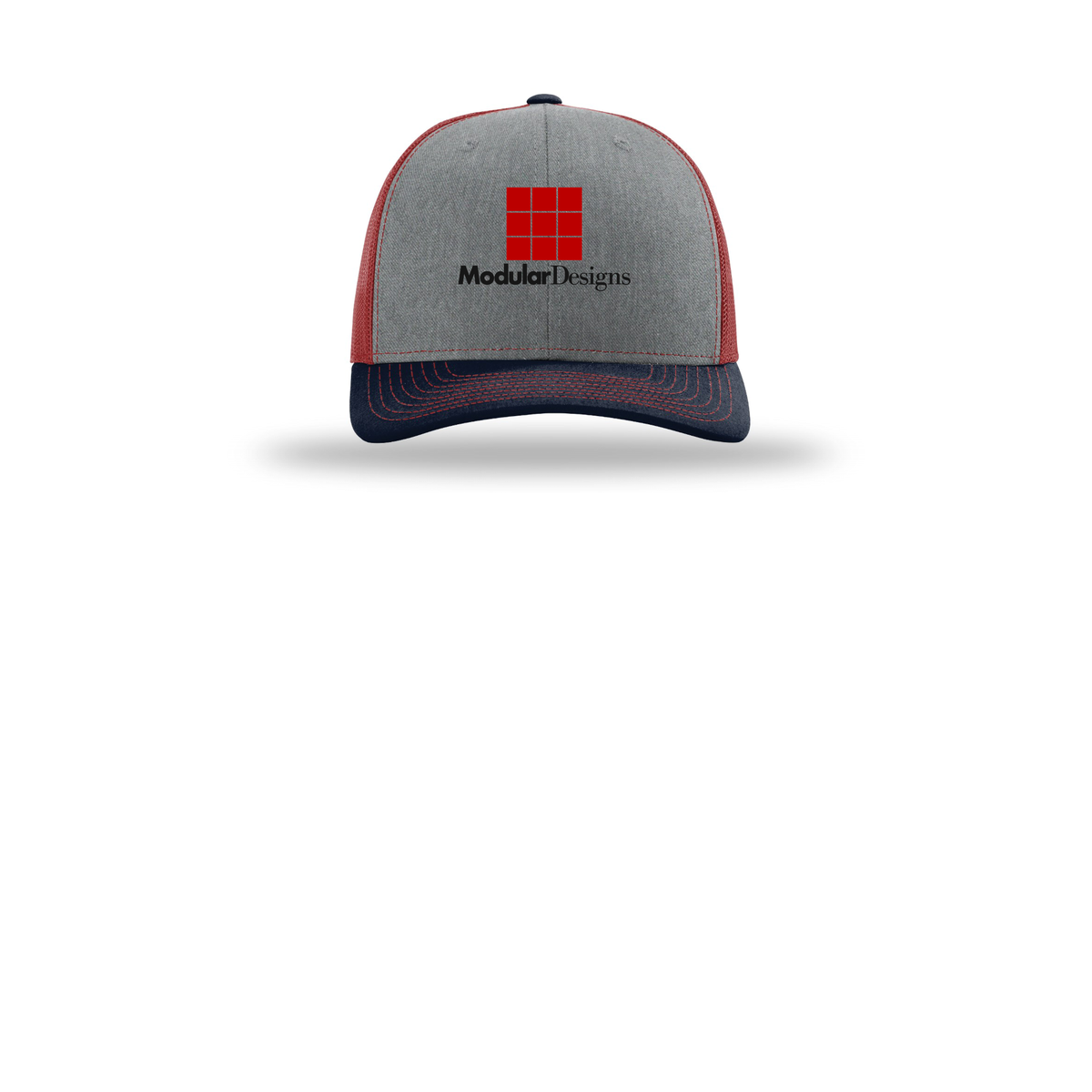 modulardesignsflooring-richardson-trucker-cap-embroidery-capfront-R112-heathergreycardinalnavy-flat-front
