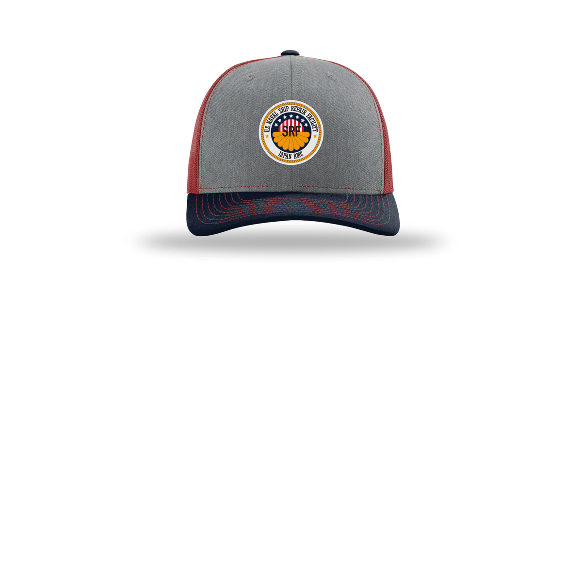 srf-jrmc-richardson-trucker-cap-embroidery-capfront-R112-heathergreycardinalnavy-flat-front