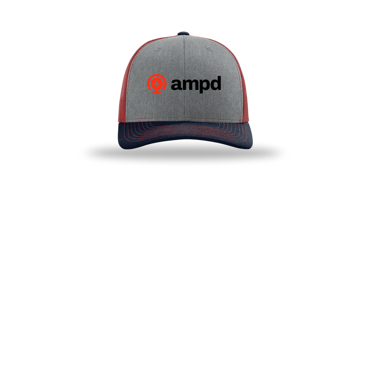 ampd-richardson-trucker-cap-embroidery-capfront-R112-heathergreycardinalnavy-flat-front