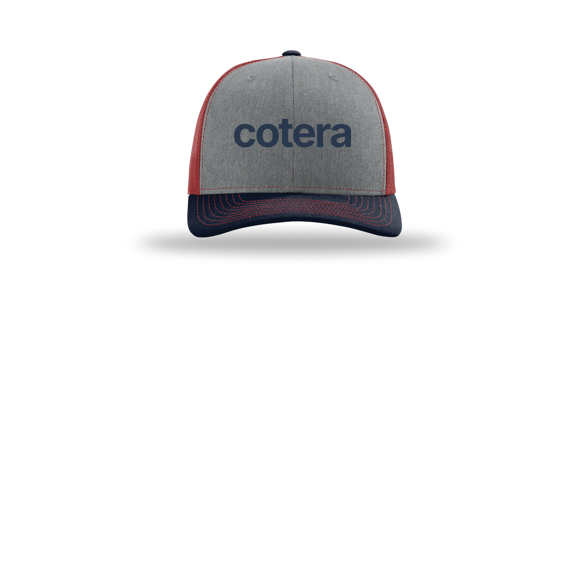 cotera-richardson-trucker-cap-embroidery-capfront-R112-heathergreycardinalnavy-flat-front