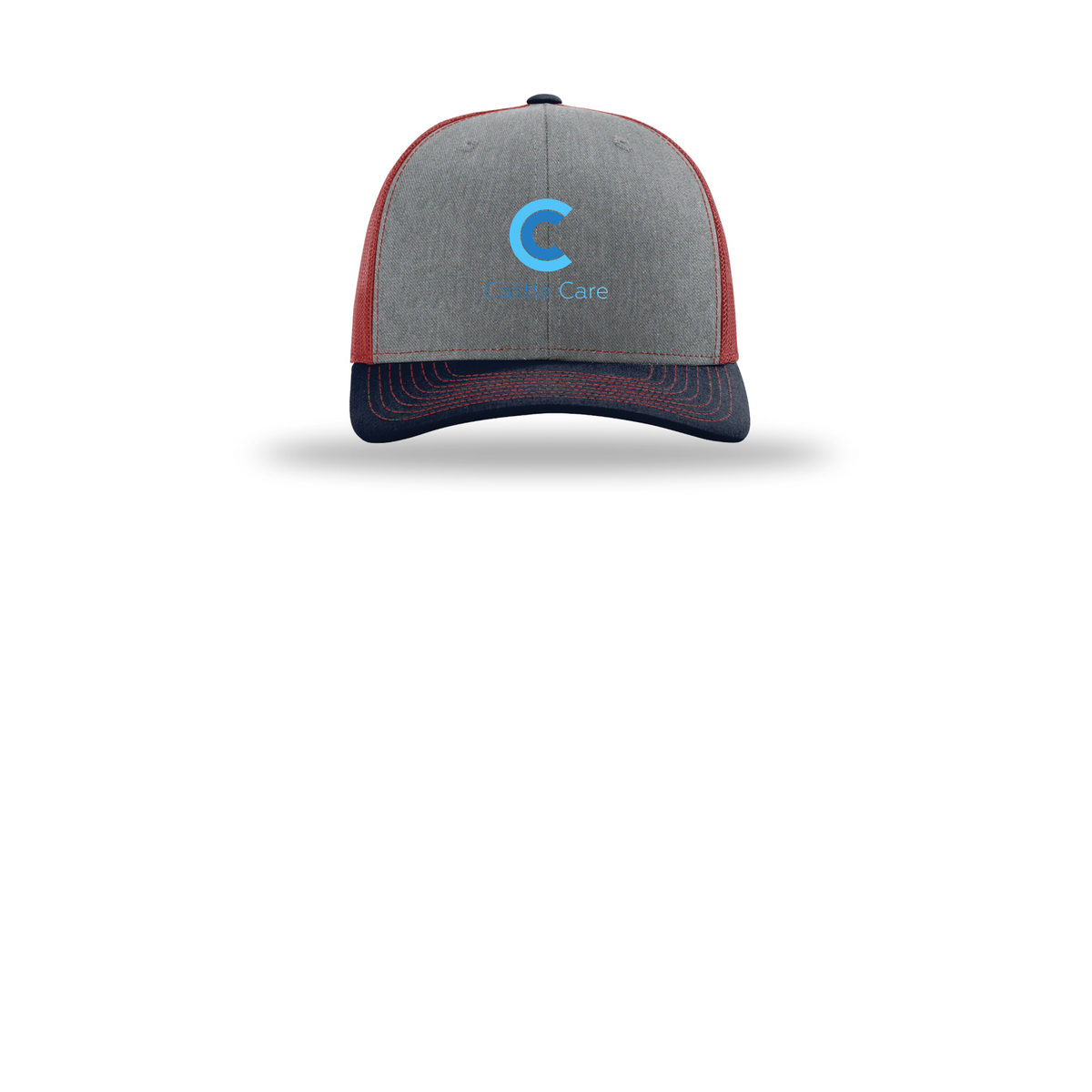 cattle-care-richardson-trucker-cap-embroidery-capfront-R112-heathergreycardinalnavy-flat-front