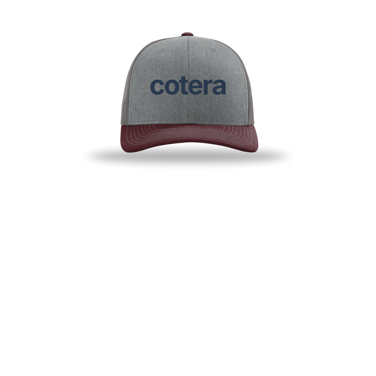 cotera-richardson-trucker-cap-embroidery-capfront-R112-heathergreycharcoalmaroon-flat-front