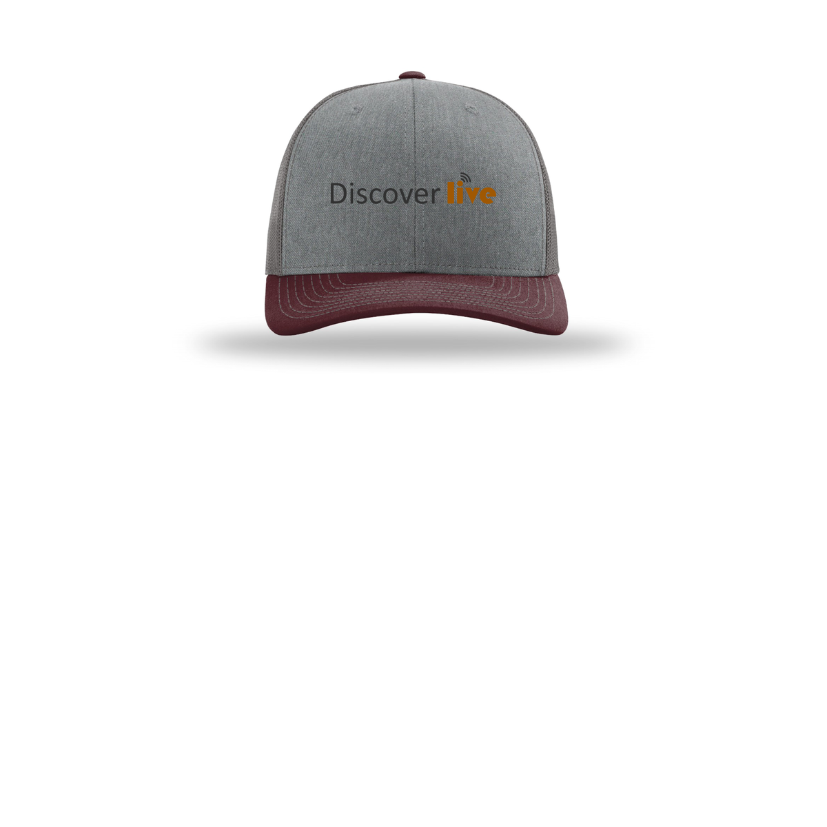 discover-richardson-trucker-cap-embroidery-capfront-R112-heathergreycharcoalmaroon-flat-front
