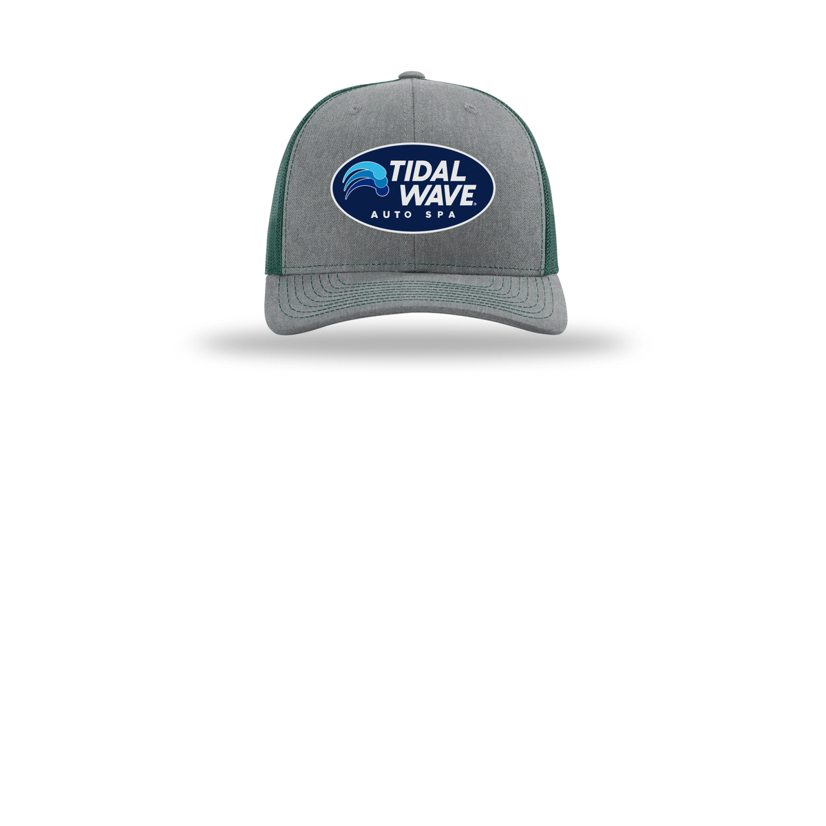tidalwaveautospa-richardson-trucker-cap-embroidery-capfront-R112-heathergreydarkgreen-flat-front