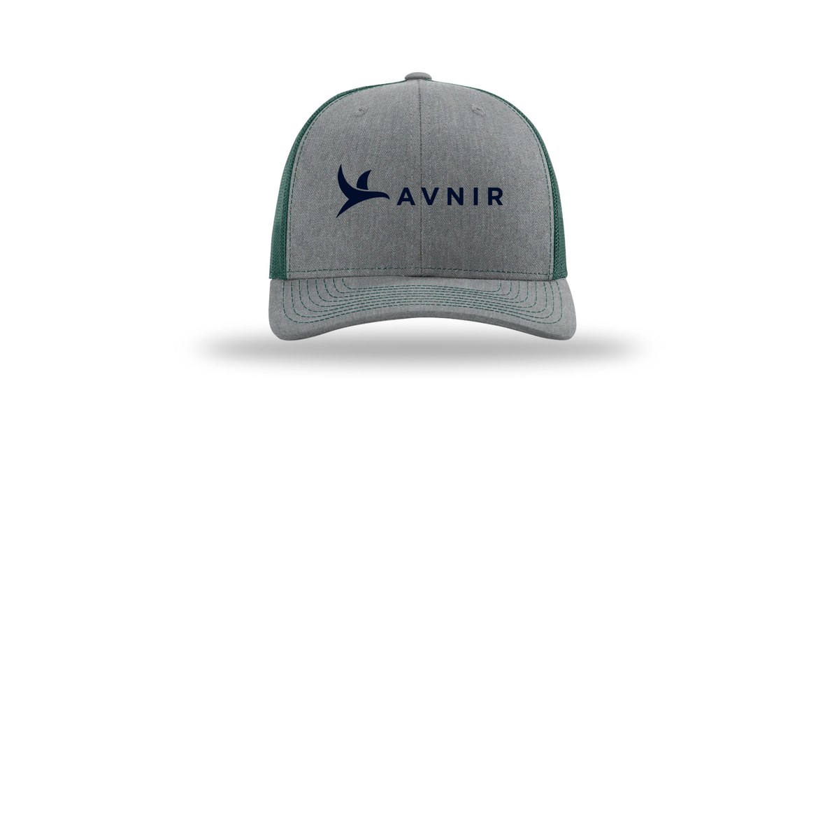 avnir-richardson-trucker-cap-embroidery-capfront-R112-heathergreydarkgreen-flat-front