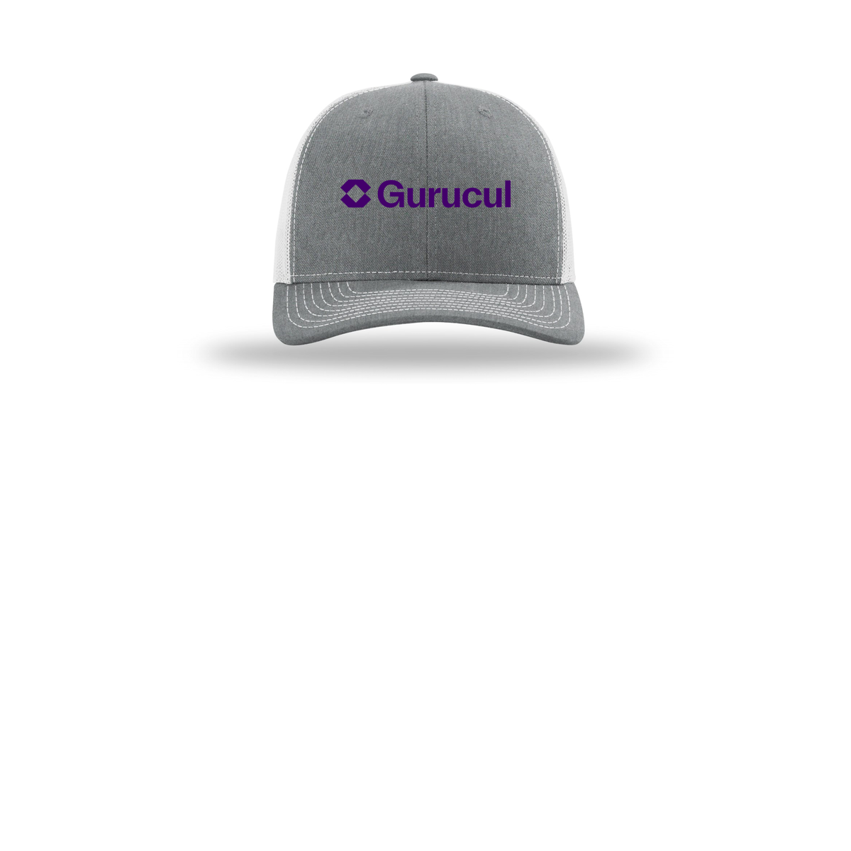 gurucul-richardson-trucker-cap-embroidery-capfront-R112-heathergreylightgrey-flat-front