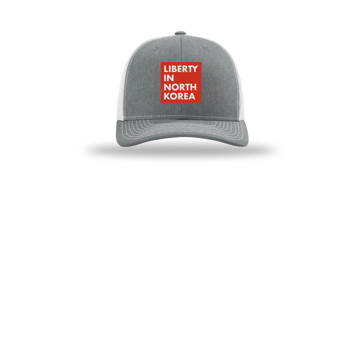libertyinnorthkorea-richardson-trucker-cap-embroidery-capfront-R112-heathergreylightgrey-flat-front