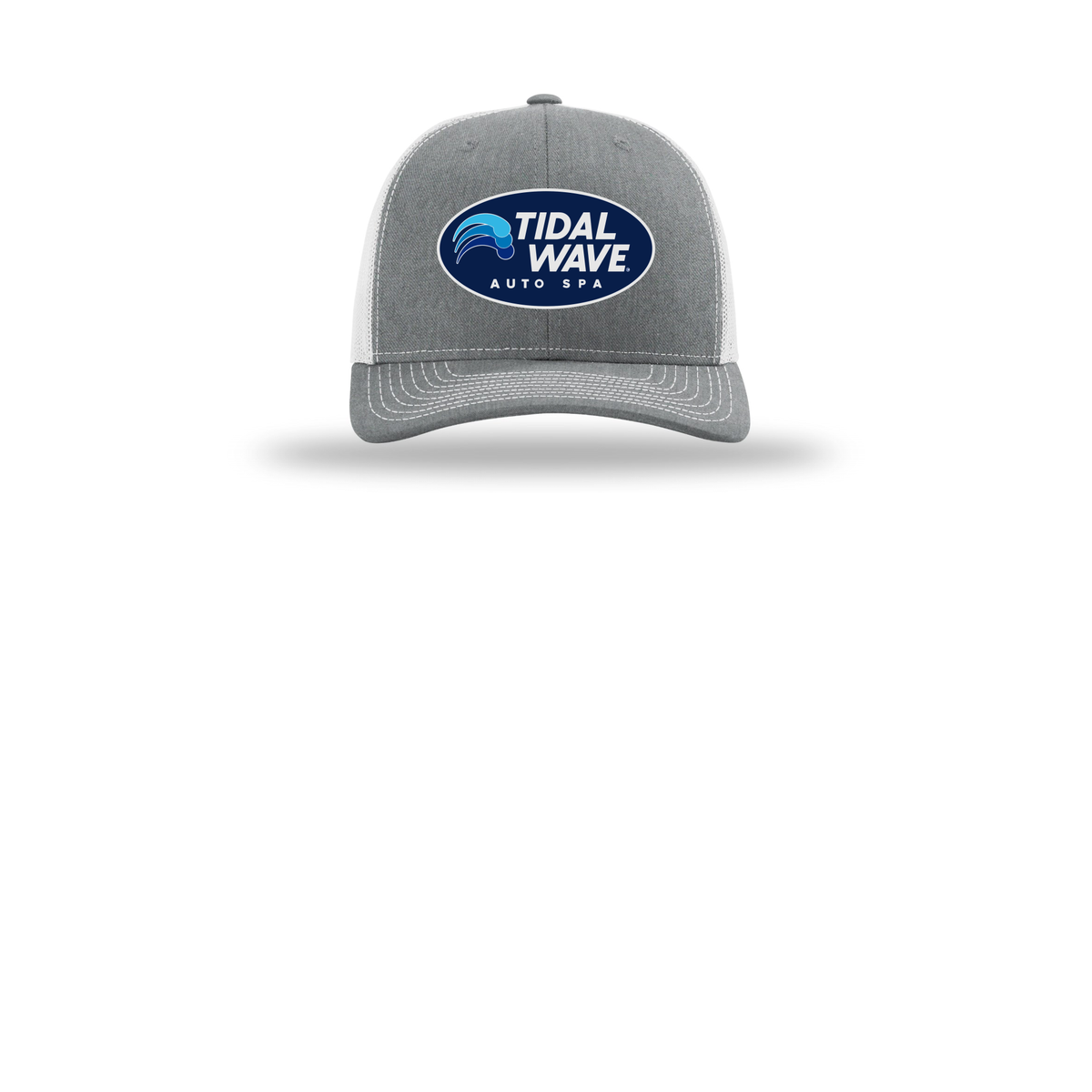 tidalwaveautospa-richardson-trucker-cap-embroidery-capfront-R112-heathergreylightgrey-flat-front