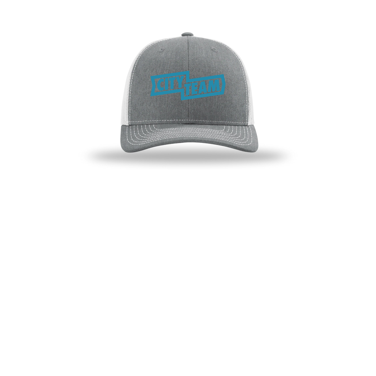cityteam-richardson-trucker-cap-embroidery-capfront-R112-heathergreylightgrey-flat-front