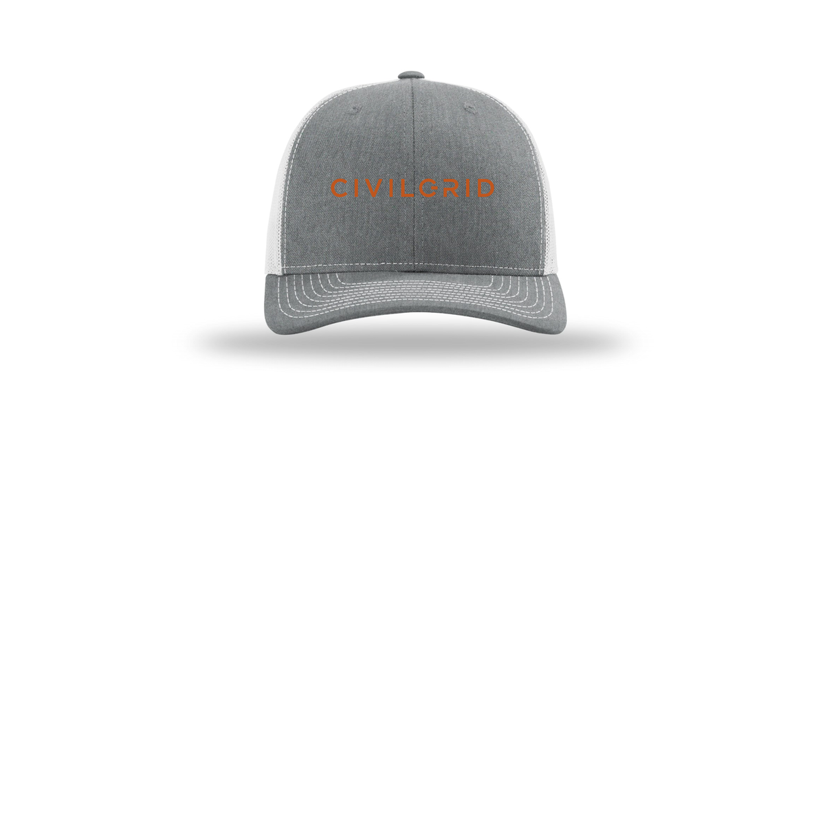 civilgrid-richardson-trucker-cap-embroidery-capfront-R112-heathergreylightgrey-flat-front