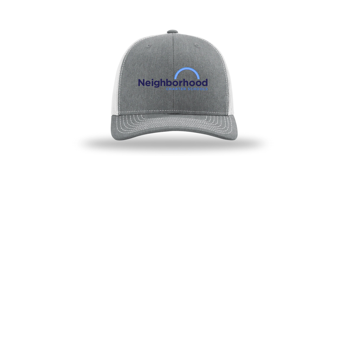 ncschools-richardson-trucker-cap-embroidery-capfront-R112-heathergreylightgrey-flat-front