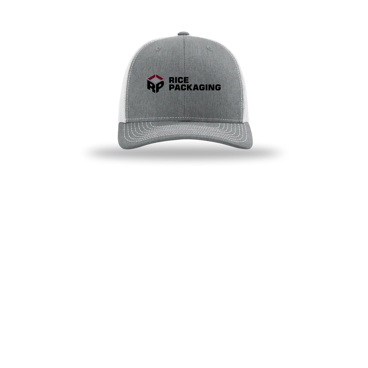 ricepackaging-richardson-trucker-cap-embroidery-capfront-R112-heathergreylightgrey-flat-front