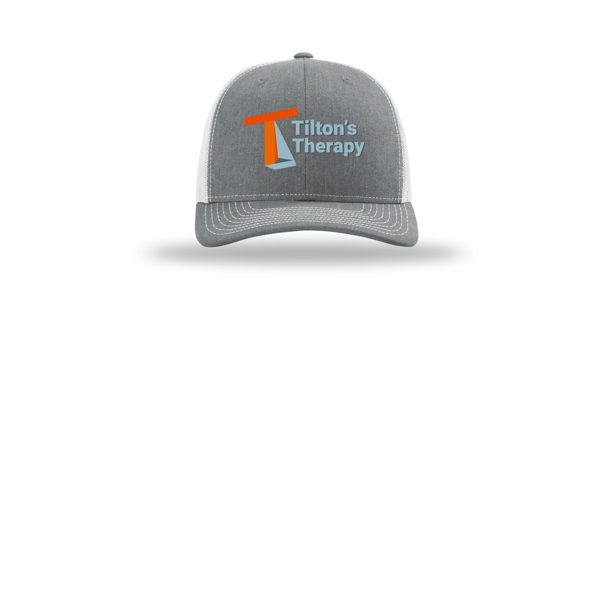 tiltonstherapy-richardson-trucker-cap-embroidery-capfront-R112-heathergreylightgrey-flat-front