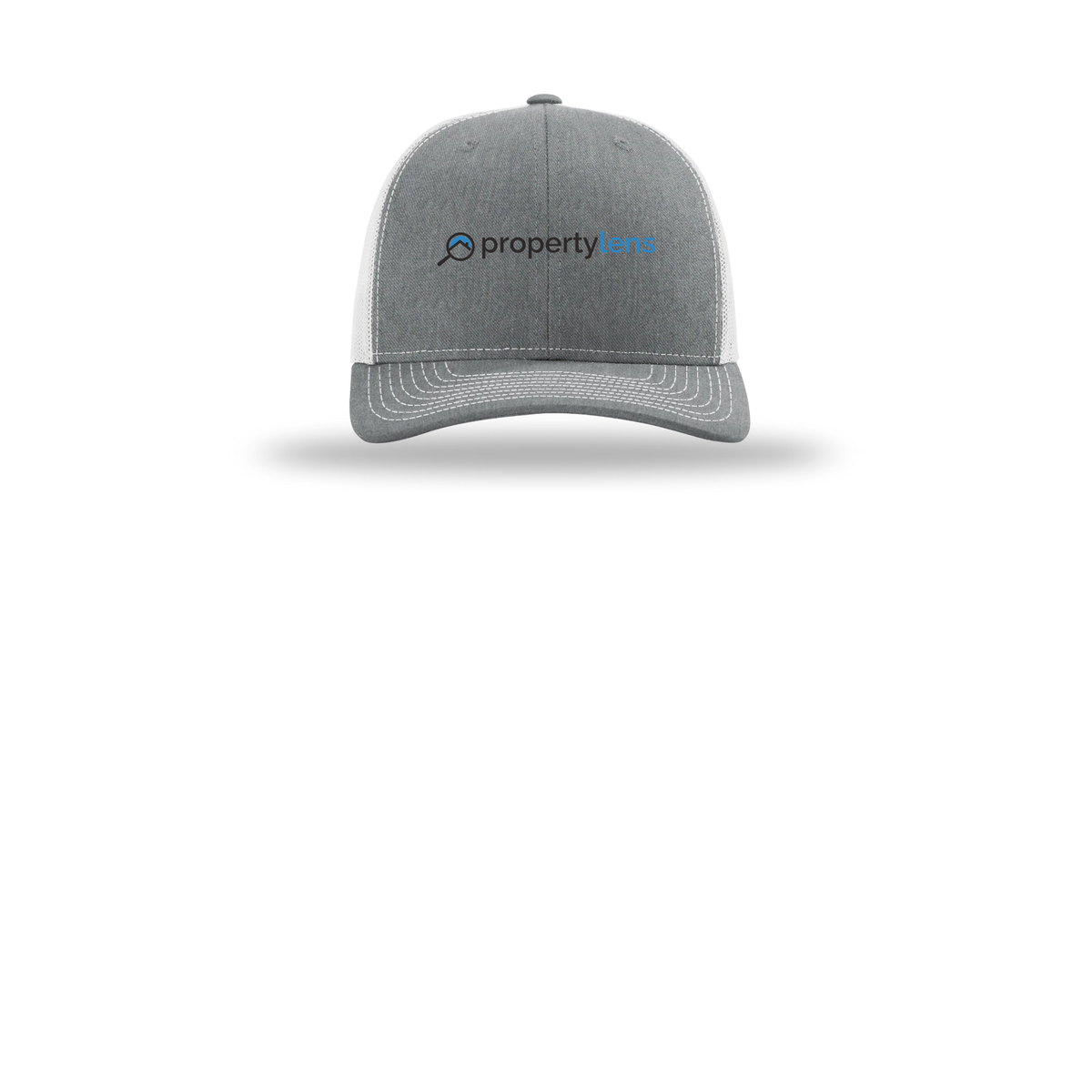 propertylens-richardson-trucker-cap-embroidery-capfront-R112-heathergreylightgrey-flat-front