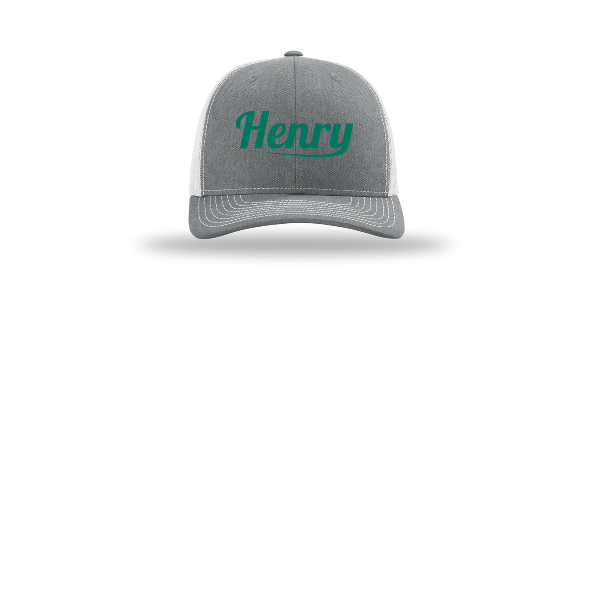 henrymeds-richardson-trucker-cap-embroidery-capfront-R112-heathergreylightgrey-flat-front
