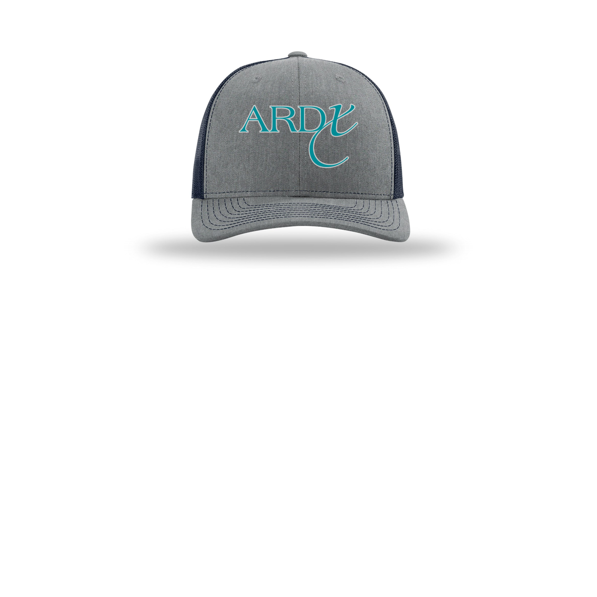 ardx-richardson-trucker-cap-embroidery-capfront-R112-heathergreynavy-flat-front