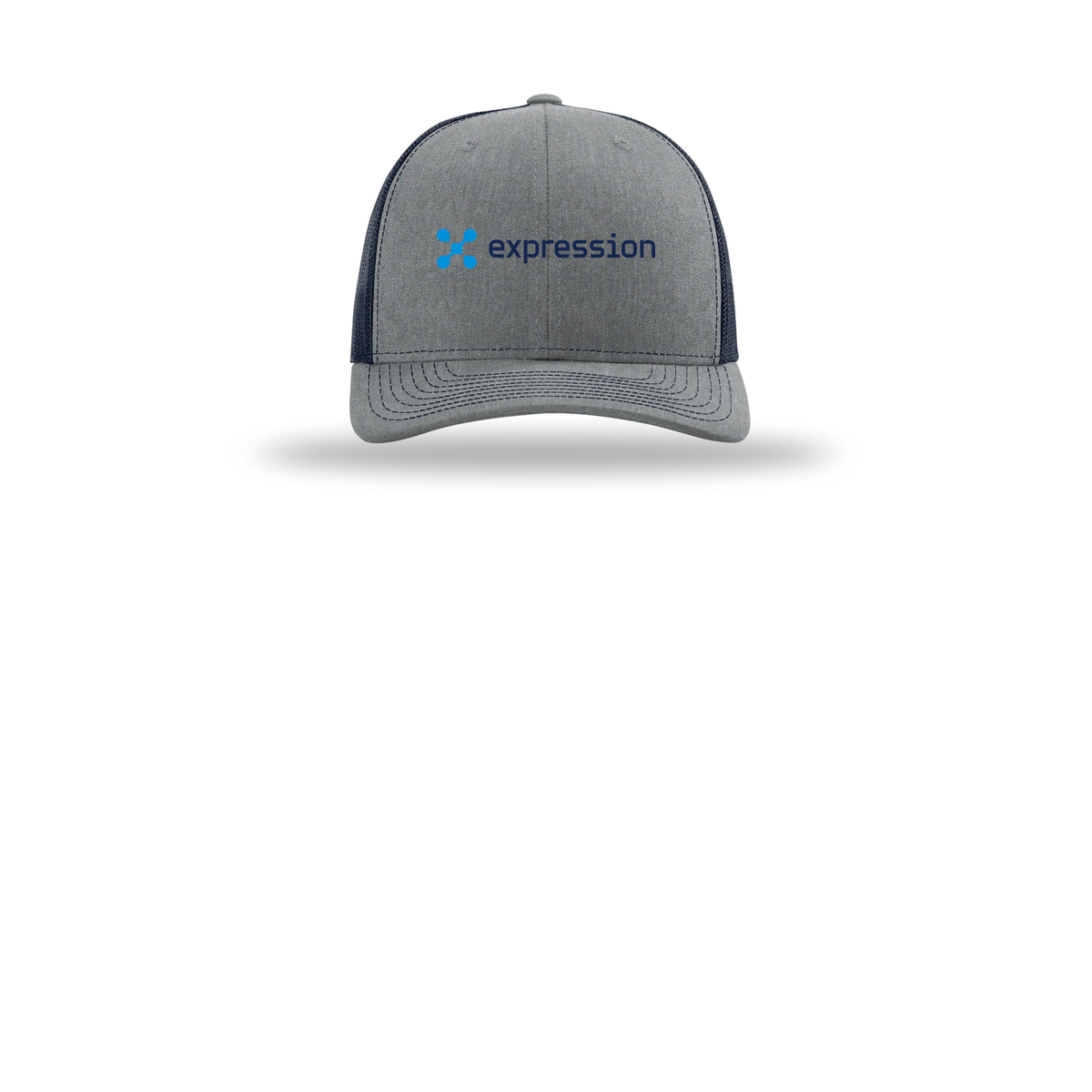expr-richardson-trucker-cap-embroidery-capfront-R112-heathergreynavy-flat-front