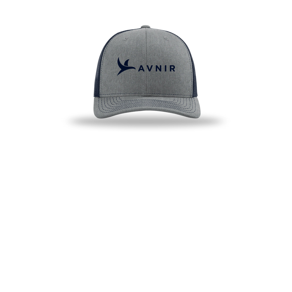 avnir-richardson-trucker-cap-embroidery-capfront-R112-heathergreynavy-flat-front