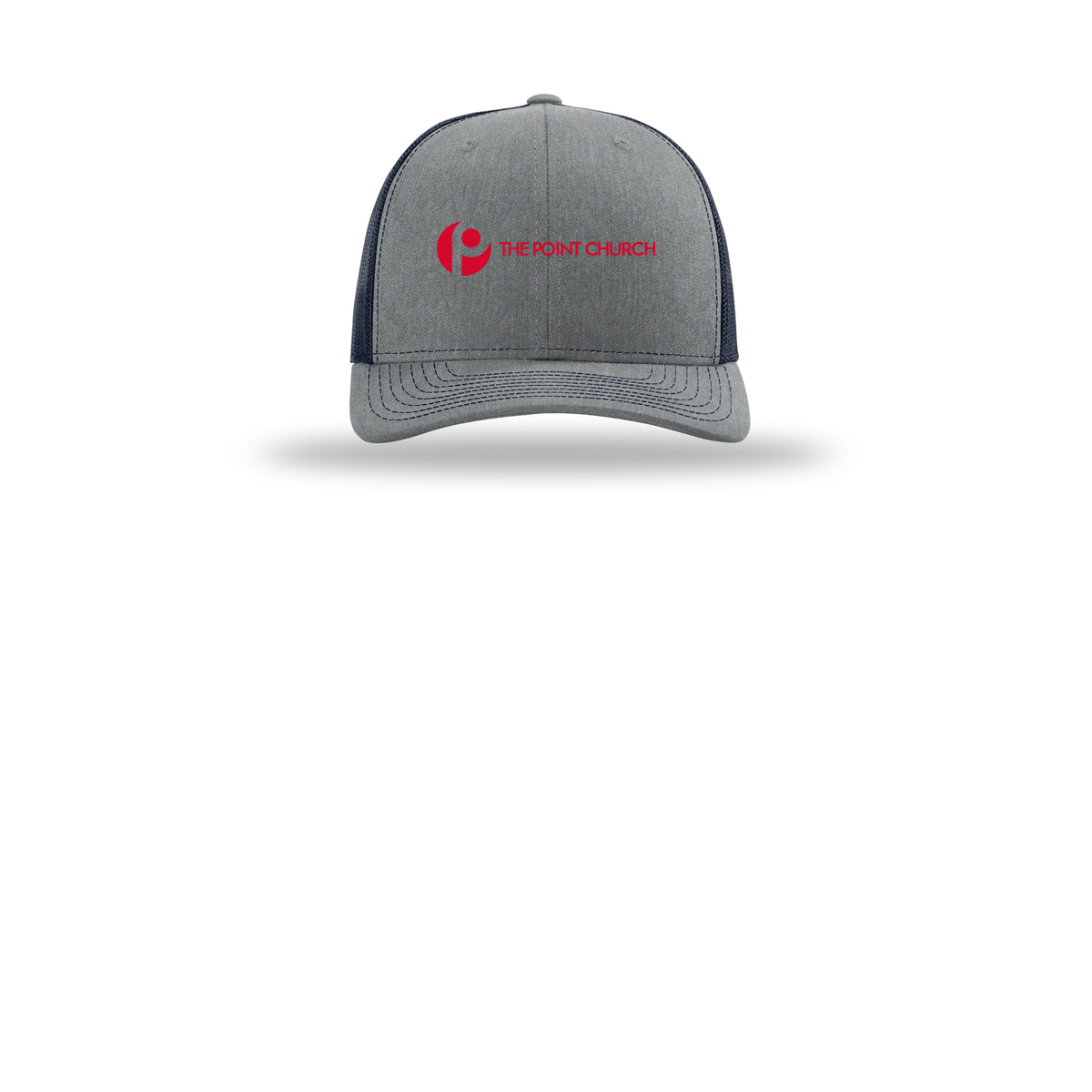 thepointva-richardson-trucker-cap-embroidery-capfront-R112-heathergreynavy-flat-front