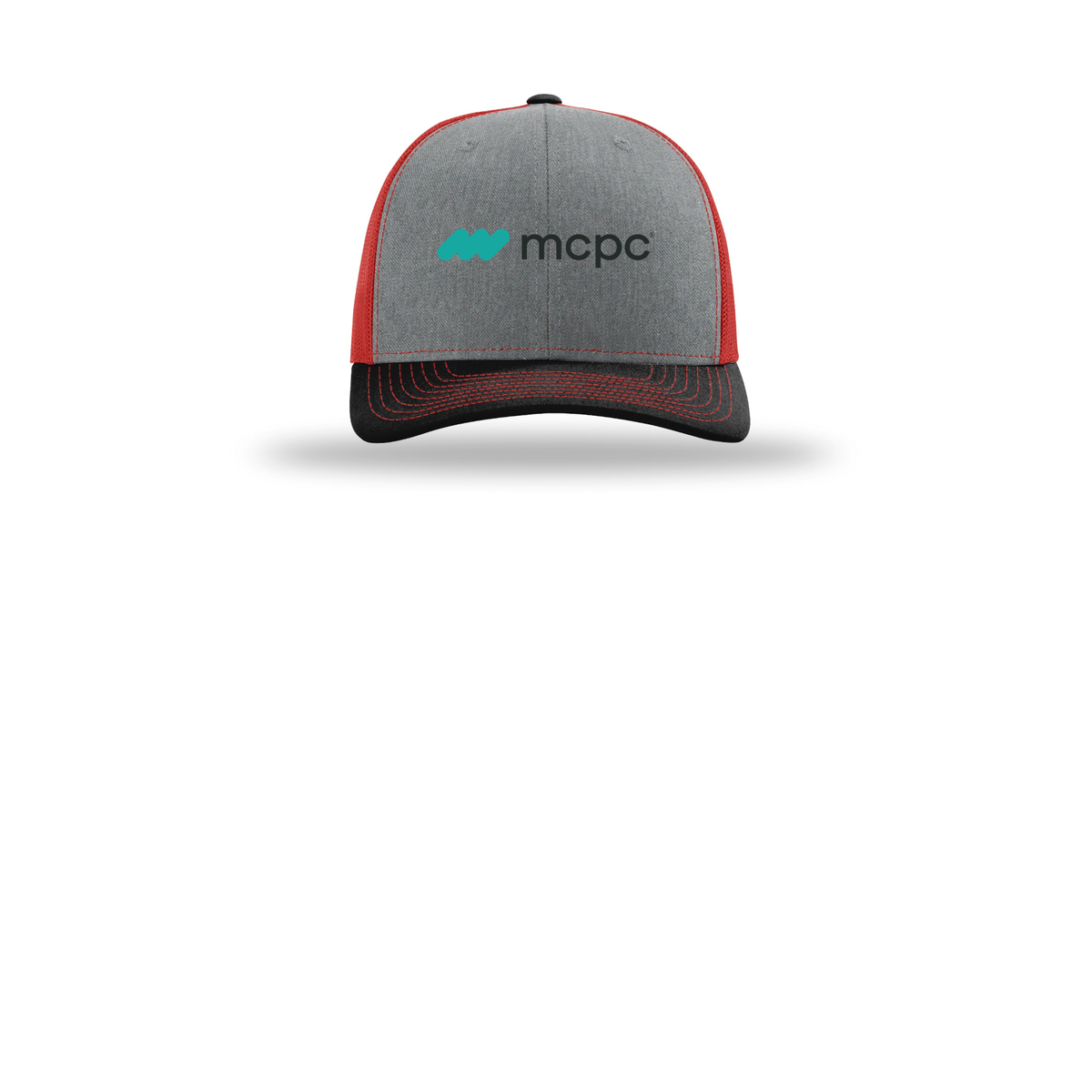mcpc-richardson-trucker-cap-embroidery-capfront-R112-heathergreyredblack-flat-front