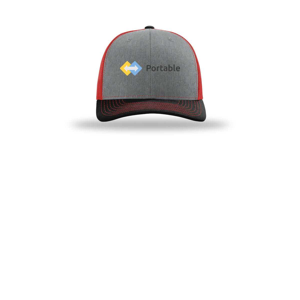 portable-richardson-trucker-cap-embroidery-capfront-R112-heathergreyredblack-flat-front