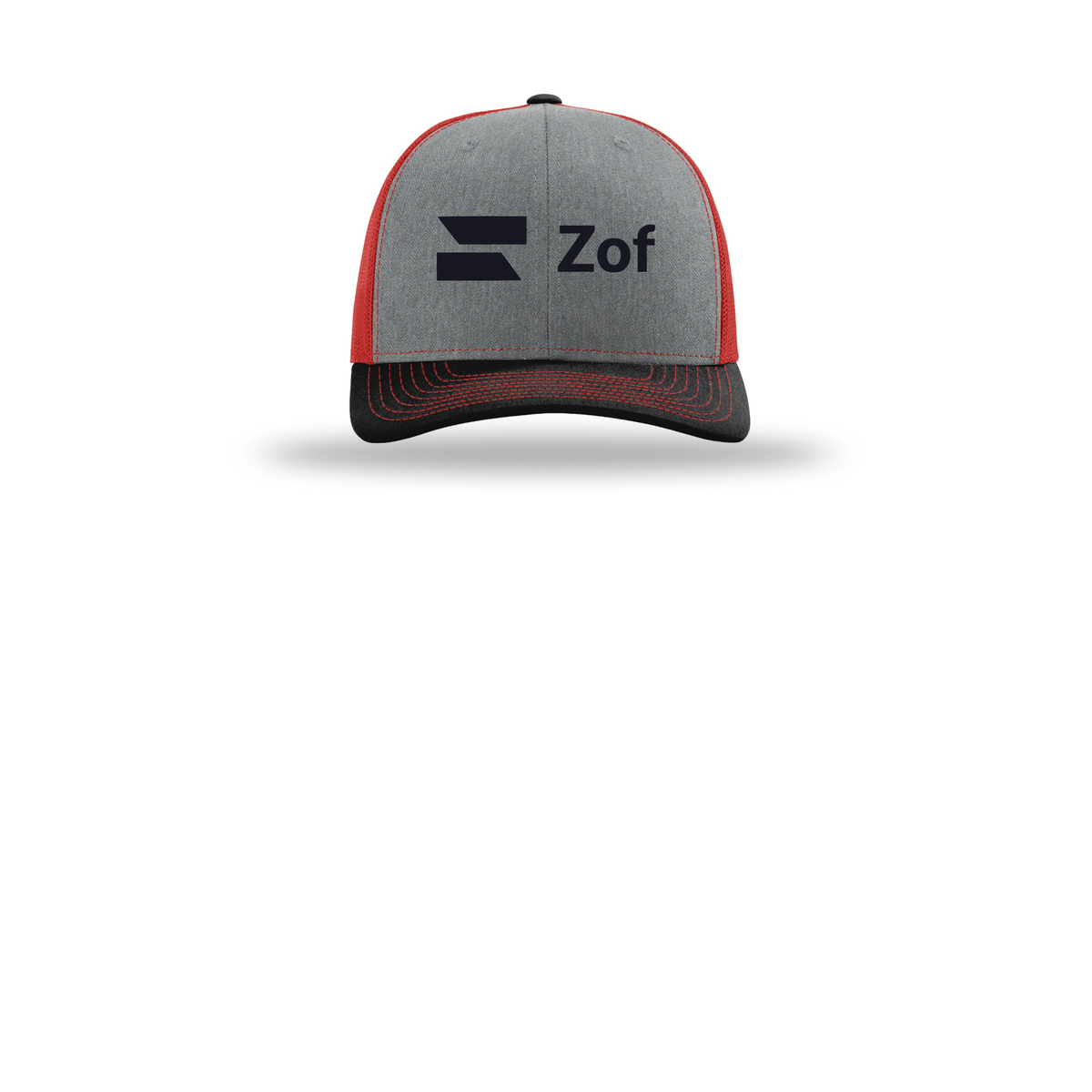 zof-richardson-trucker-cap-embroidery-capfront-R112-heathergreyredblack-flat-front