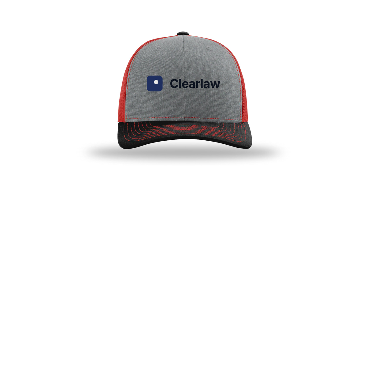 clearlaw-richardson-trucker-cap-embroidery-capfront-R112-heathergreyredblack-flat-front