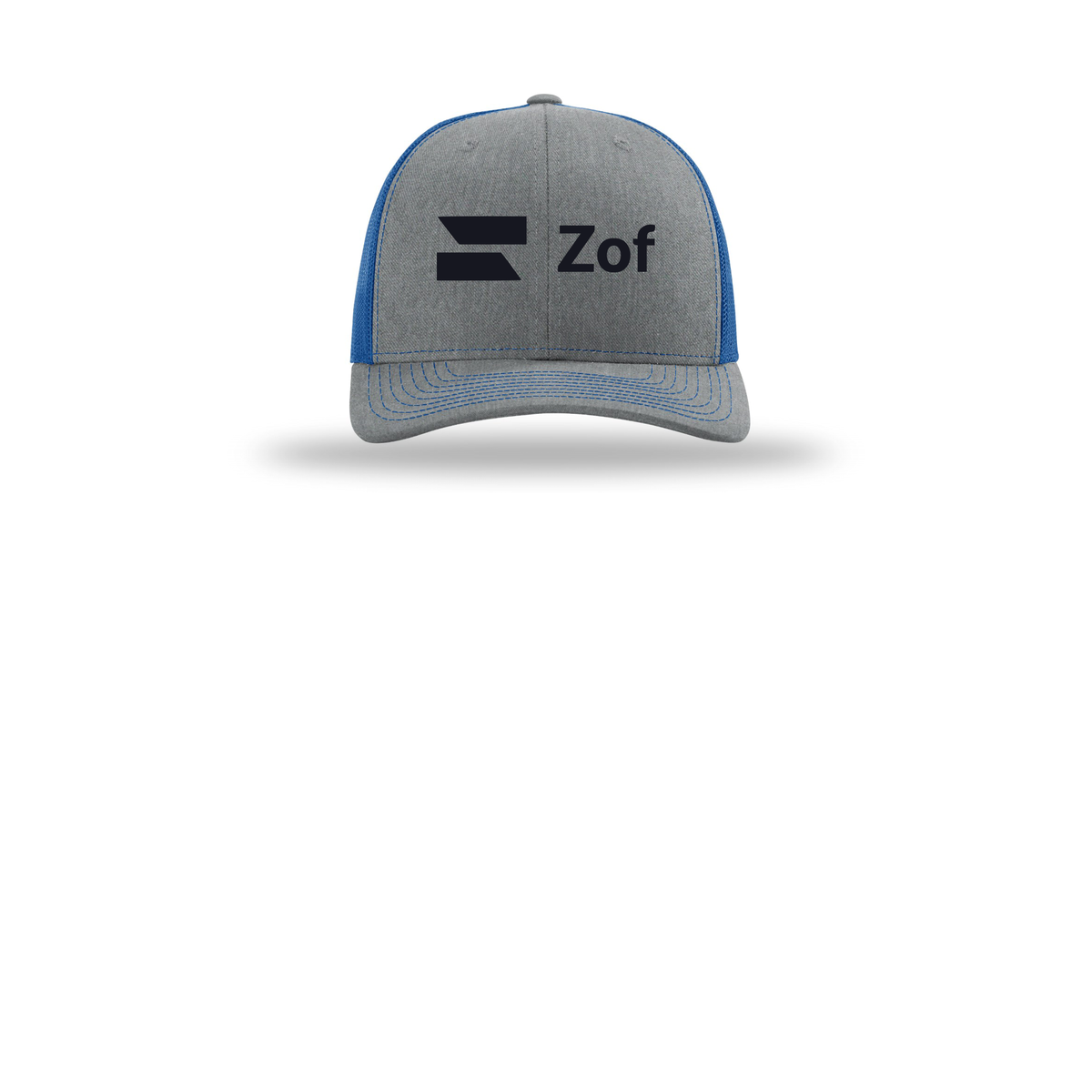 zof-richardson-trucker-cap-embroidery-capfront-R112-heathergreyroyal-flat-front