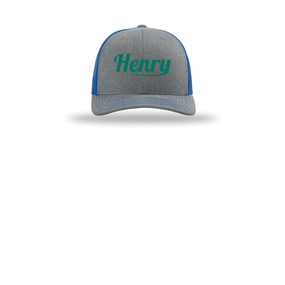 henrymeds-richardson-trucker-cap-embroidery-capfront-R112-heathergreyroyal-flat-front