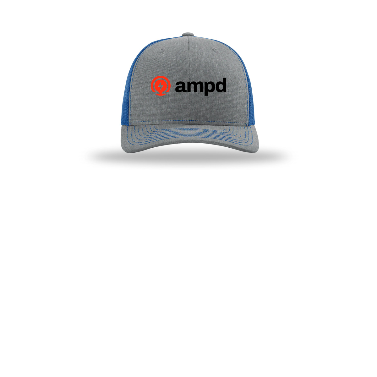ampd-richardson-trucker-cap-embroidery-capfront-R112-heathergreyroyal-flat-front