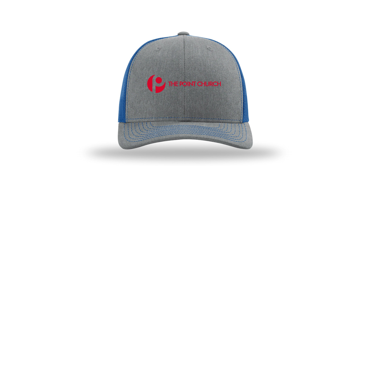 thepointva-richardson-trucker-cap-embroidery-capfront-R112-heathergreyroyal-flat-front