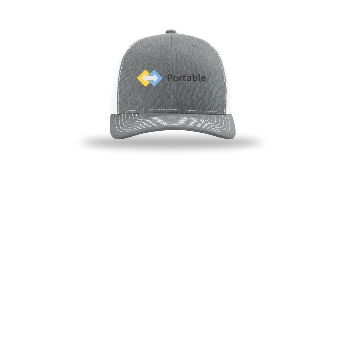 portable-richardson-trucker-cap-embroidery-capfront-R112-heathergreywhite-flat-front