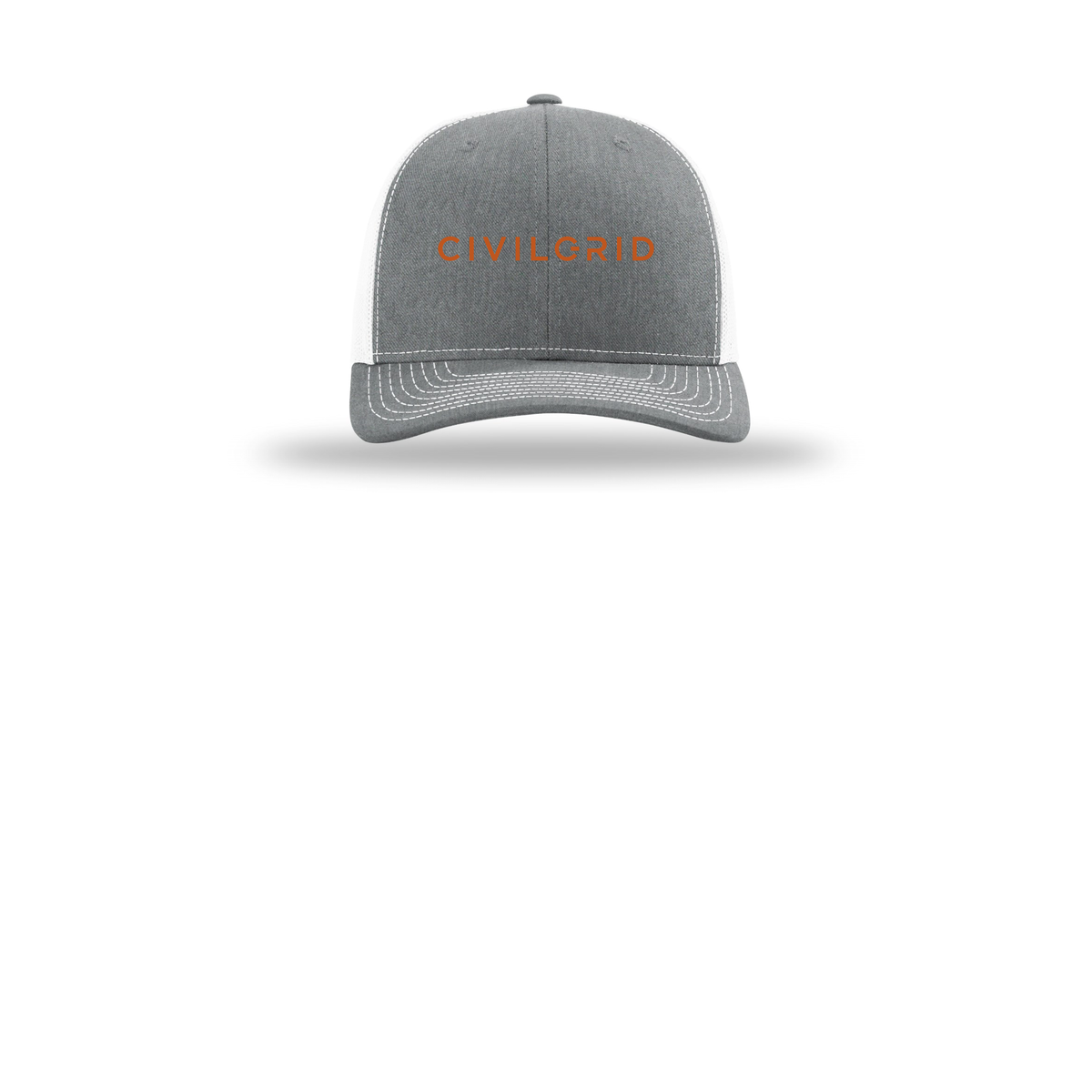 civilgrid-richardson-trucker-cap-embroidery-capfront-R112-heathergreywhite-flat-front