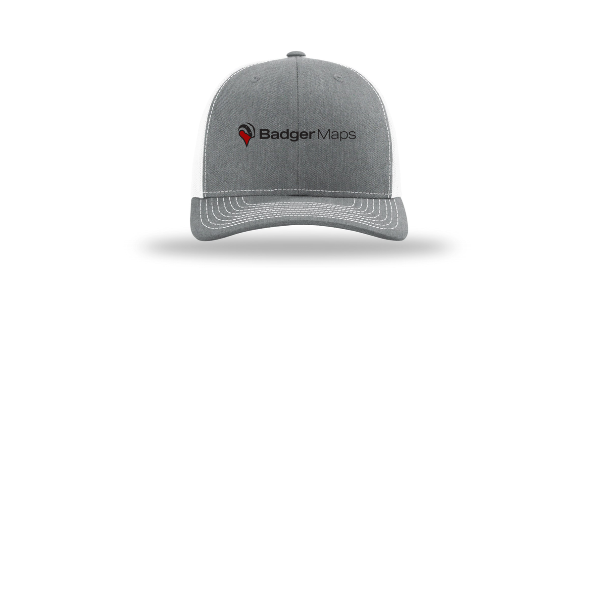 badgermapping-richardson-trucker-cap-embroidery-capfront-R112-heathergreywhite-flat-front