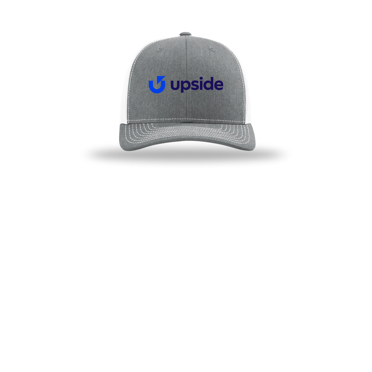 upside-richardson-trucker-cap-embroidery-capfront-R112-heathergreywhite-flat-front