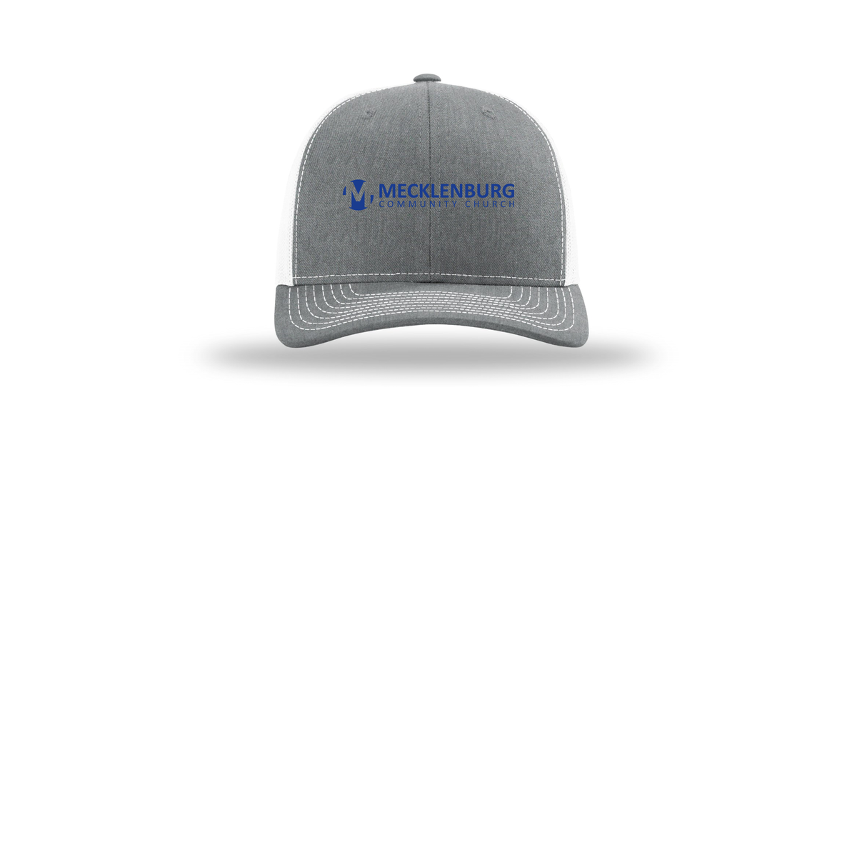 mecklenburg-richardson-trucker-cap-embroidery-capfront-R112-heathergreywhite-flat-front