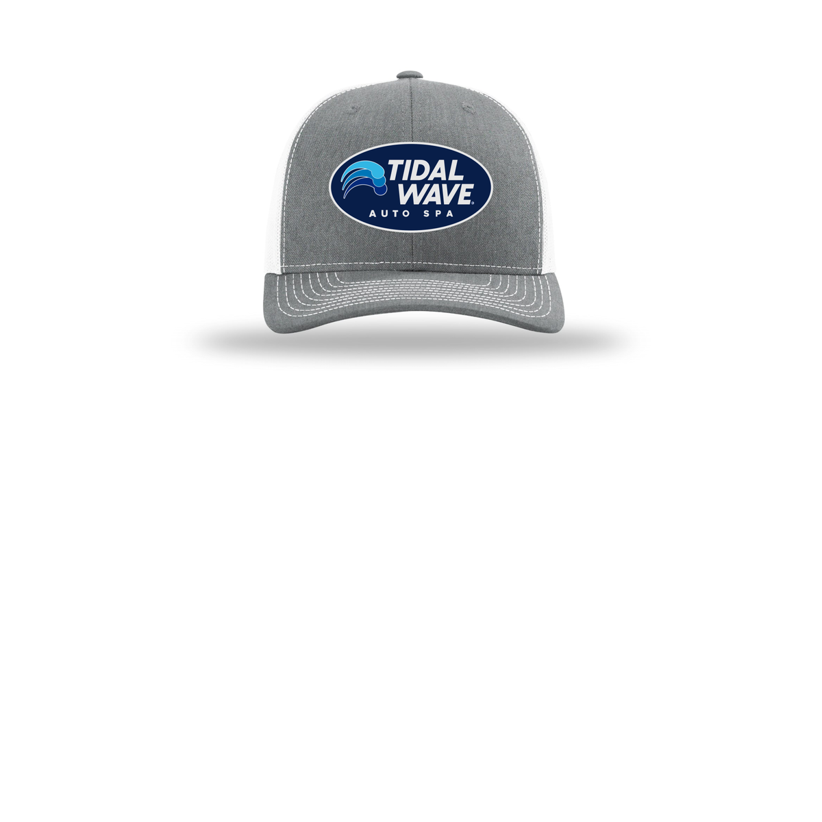 tidalwaveautospa-richardson-trucker-cap-embroidery-capfront-R112-heathergreywhite-flat-front