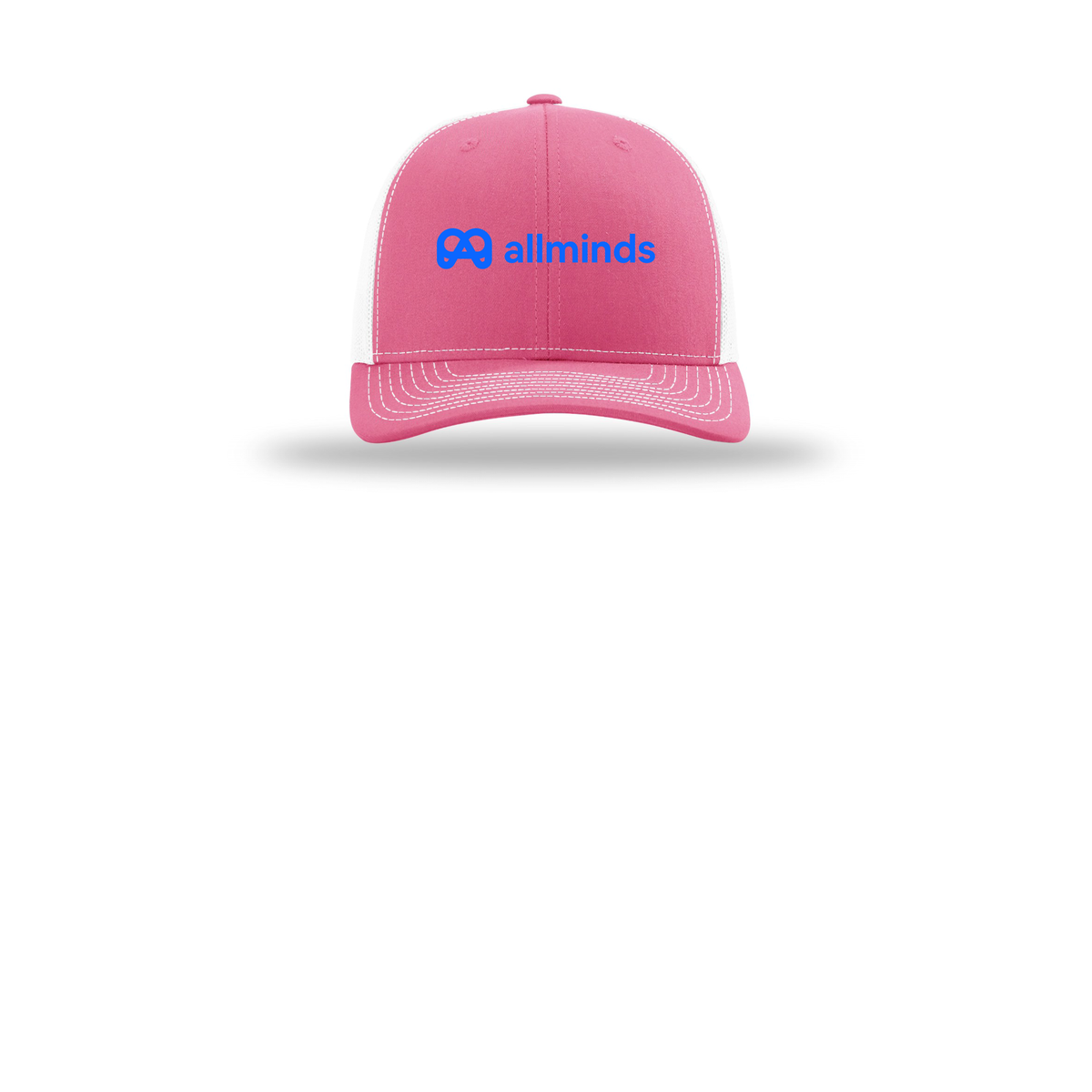 getallminds-richardson-trucker-cap-embroidery-capfront-R112-hotpinkwhite-flat-front