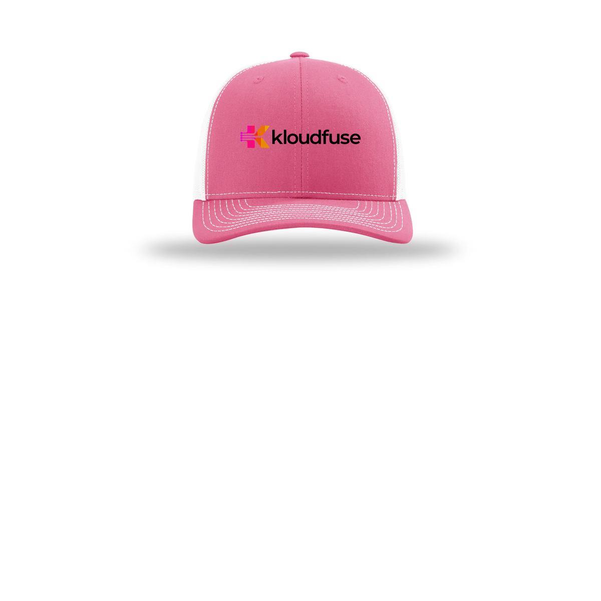 kloudfuse-richardson-trucker-cap-embroidery-capfront-R112-hotpinkwhite-flat-front