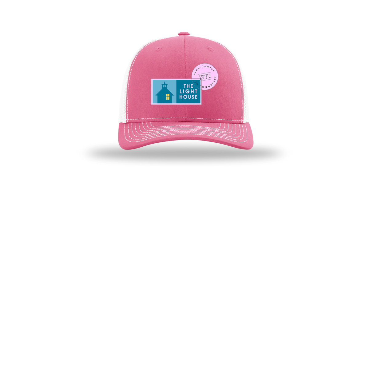 lhcampus-richardson-trucker-cap-embroidery-capfront-R112-hotpinkwhite-flat-front