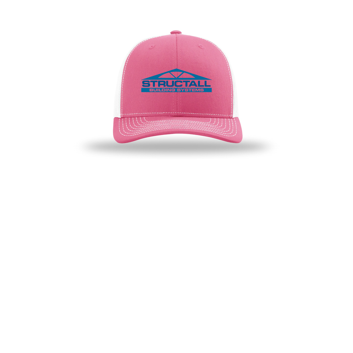 structall-richardson-trucker-cap-embroidery-capfront-R112-hotpinkwhite-flat-front