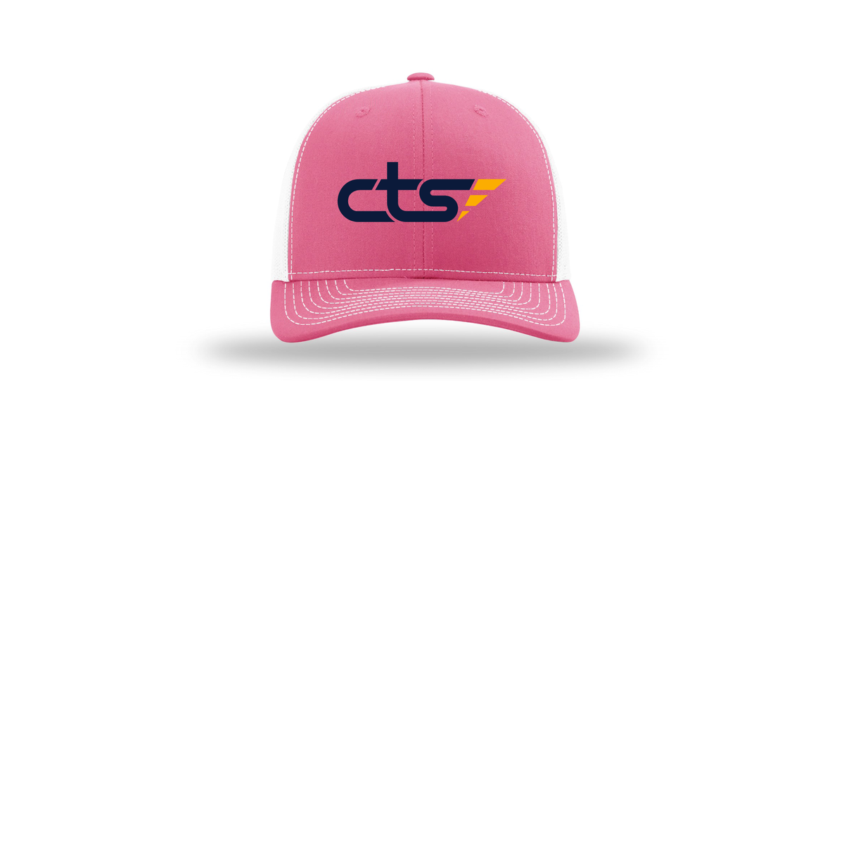 cts1-richardson-trucker-cap-embroidery-capfront-R112-hotpinkwhite-flat-front